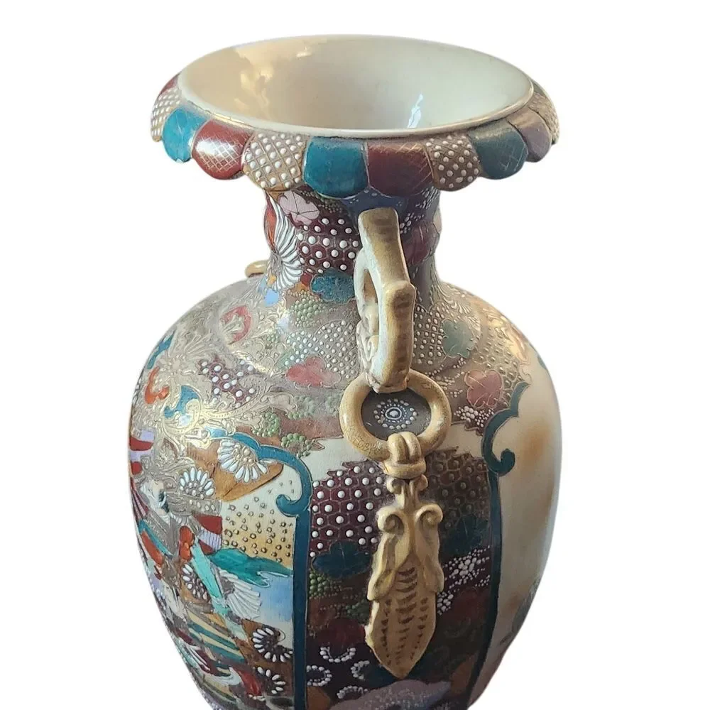 Chinese Vase Famille Rose 24 Inches Floral Human Figure Hand Painted 19th Cent.